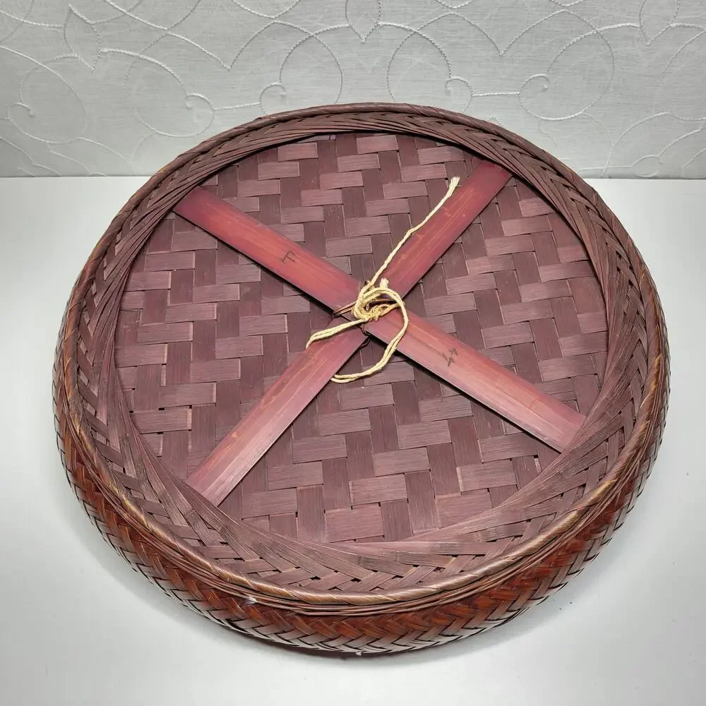 Vintage 1949 Handmade Woven Bamboo Tray 16